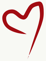 Vector Heart shape frame with brush painting isolated on white background.