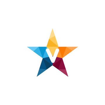 v letter star abstract colorful logo design