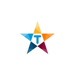 t letter star abstract colorful logo design