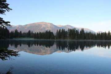 Reflections - Lake Beauvert, Jasper National Park, Alberta, Canada.
