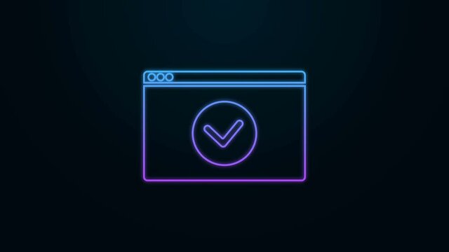 Glowing neon line Secure your site with HTTPS, SSL icon isolated on black background. Internet communication protocol. 4K Video motion graphic animation
