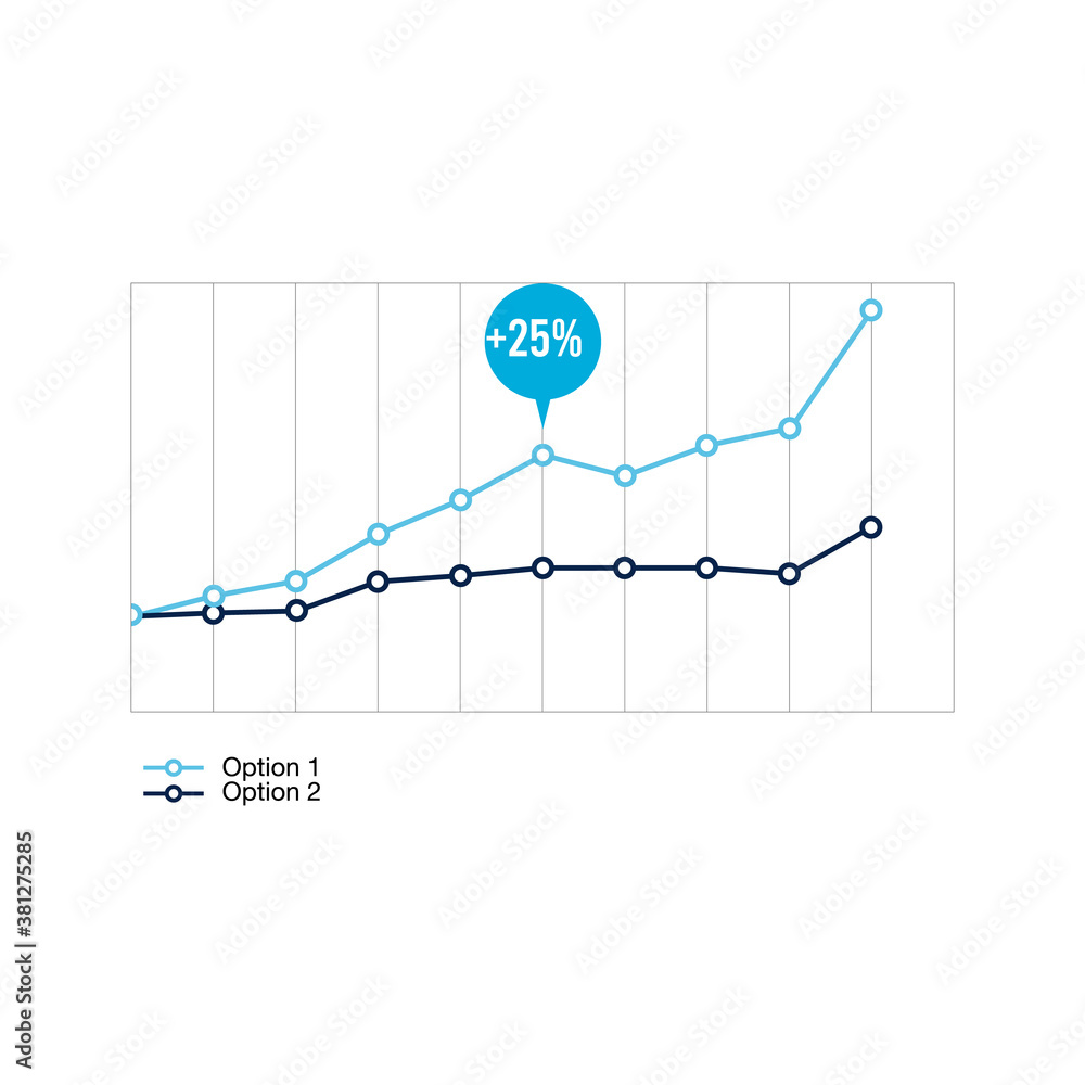 Poster two different graphs for stocks or statistics. stock vector illustration isolated on white backgroun