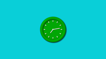 New green color 3d wall clock isolated on cyan background,wall clock,3d wall clock