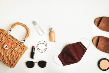 woman fashion flat lay for new normal lifestyle.