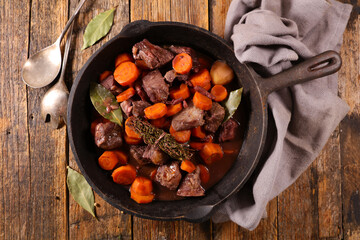 beef bourguignon- beef stew with carrot and wine