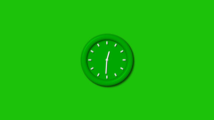 Amazing green color 3d wall clock isolated on green background,3d wall clock