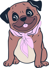 Vector Illustration of pug dog