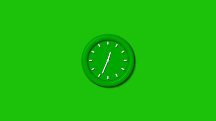 Amazing green color 3d wall clock isolated on green background,3d wall clock