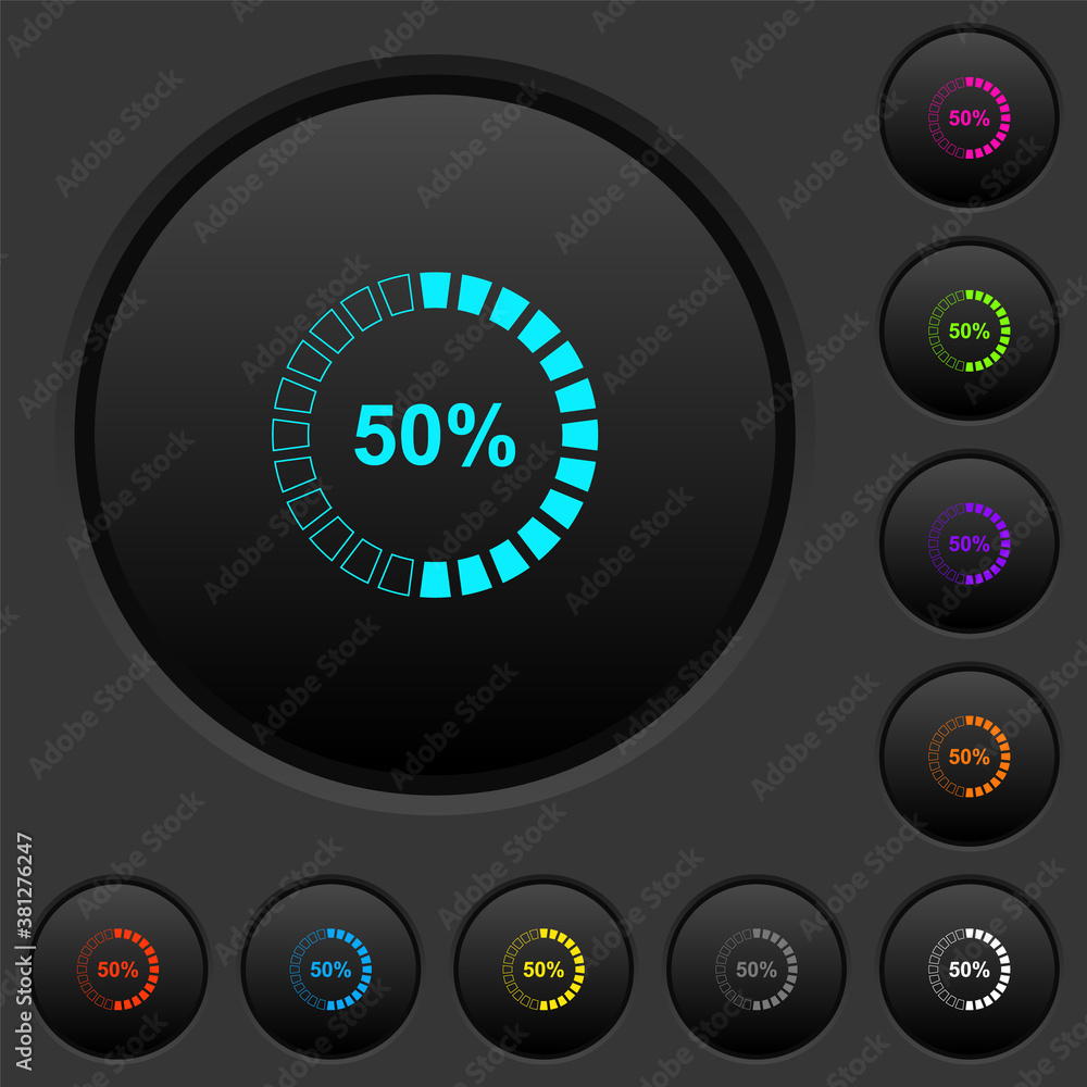 Poster 50 percent loaded dark push buttons with color icons