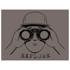 Vector Illustration of cartoon using binocular