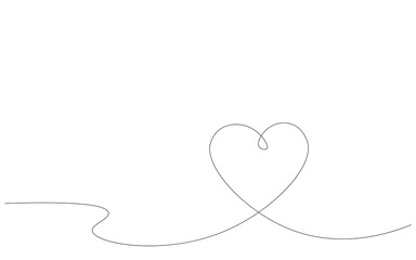 Valentines day background with heart one line drawing. Vector illustration