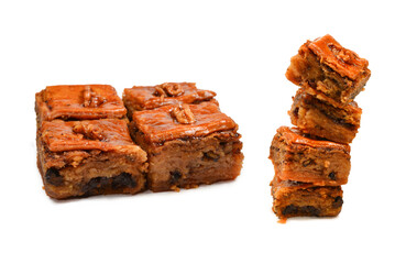 Tasty baklava isolated on white background.