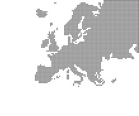 Fototapeta na wymiar Europe, continent, dotted map on white background. Vector illustration.