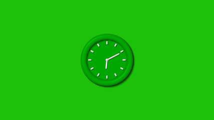 Amazing green color 3d wall clock isolated on green background,wall clock,3d clock