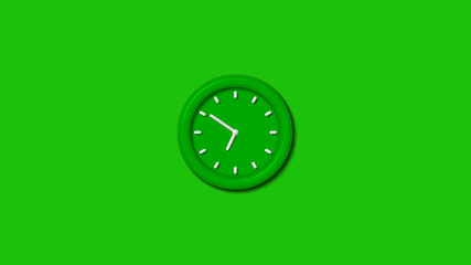 Amazing green color 3d wall clock isolated on green background,wall clock,3d clock