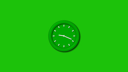 Amazing green color 3d wall clock isolated on green background,wall clock,3d clock