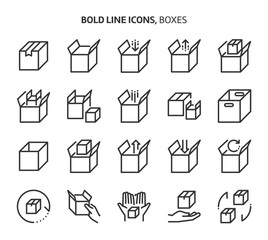 Boxes, bold line icons