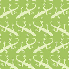 Seamless pattern with gecko lizards. Endless background. Vector silhouette illustration.