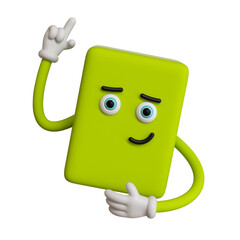 Obraz premium 3d render, abstract emotional face icon, green emoticon clip art isolated on white background. Smart cartoon character illustration, funny cute monster, emoji, silly cubic toy, idea concept