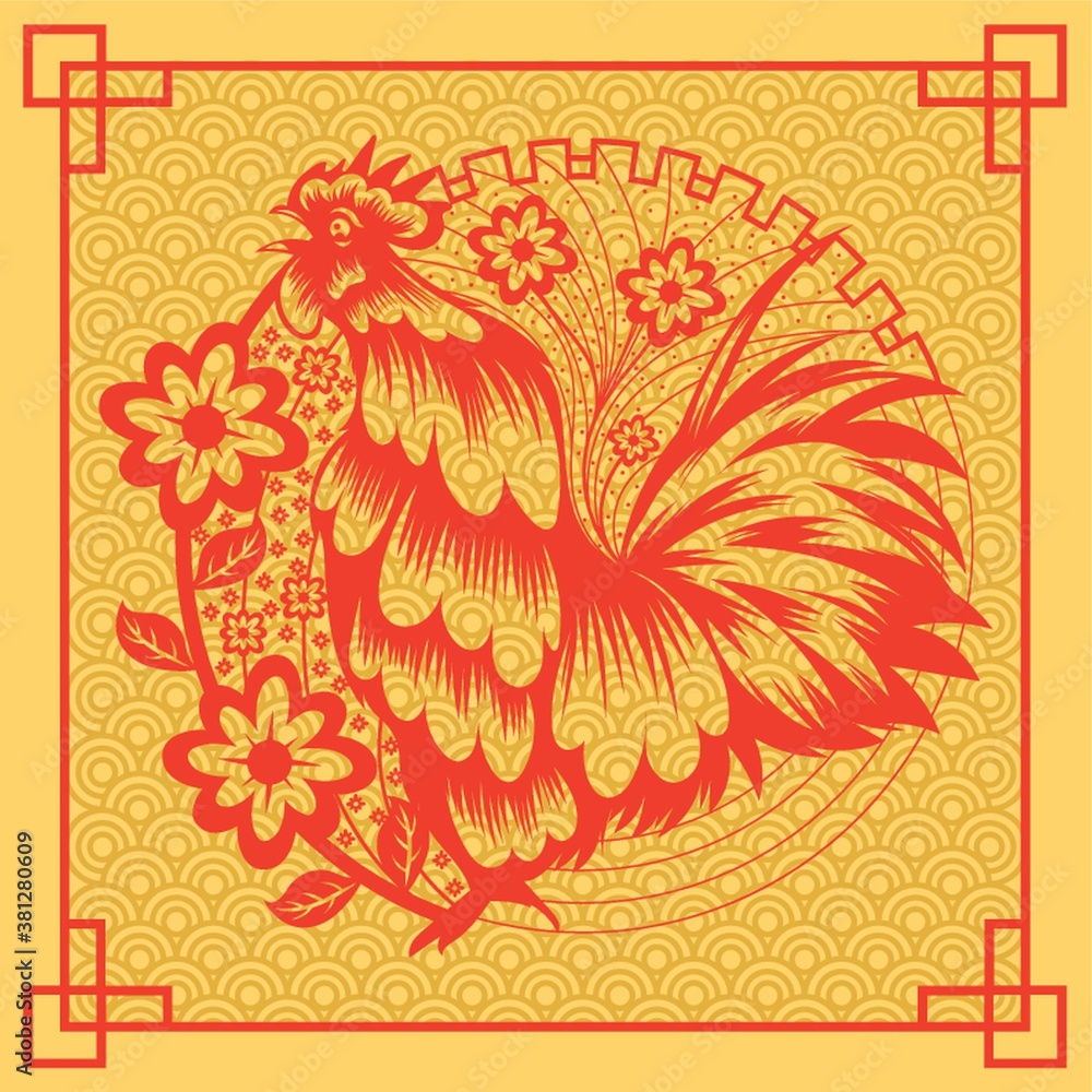 Sticker intricate rooster design