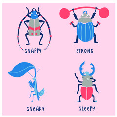 vector illustration of multiple insects