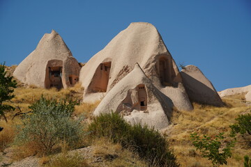 Beautiful rock formations in Goreme , Turkey -  Cappadocia region 