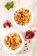 quinoa salad with grilled pumpkin and pomegranate