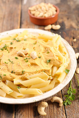 pasta with creamy vegan sauce- cashew nut sauce