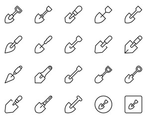Shovel design icons set