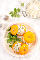 baked little pumpkin, stuffed with rice- vegetarian food