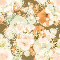 Seamless pattern watercolor flowers