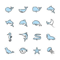 Obraz premium set of aquatic animals