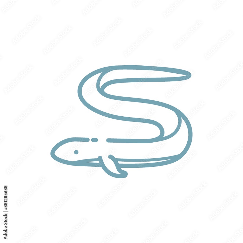 Poster eel on a white background