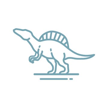 blue line art spinosaurus running clip art preview