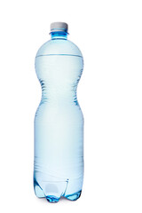 Bottle of clean water on white background