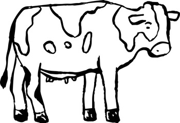 This is a illustration of Hand drawn realistic dairy cowillustration