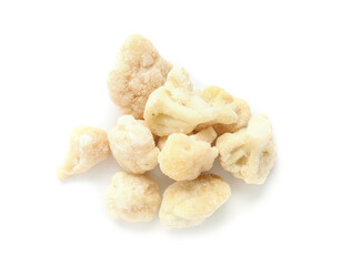 Frozen cauliflower on white background