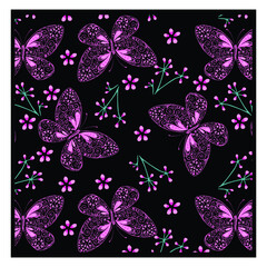 Vector Illustration of butterfly seamless pattern