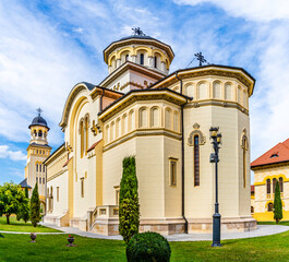 Fototapeta na wymiar Coronation cathedral inside Alba Carolina citadel in Alba Iulia, Transylvania, Romania