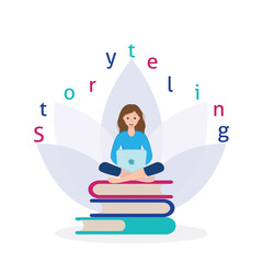 Storyteling. Reading books, library. Flat design vector illustration.