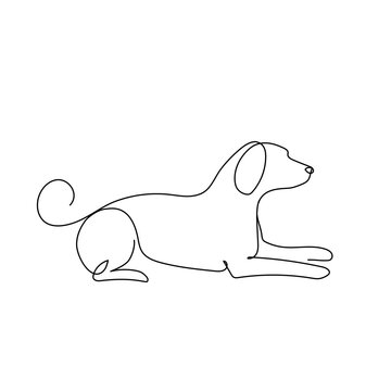 One line drawing Dog. Pet shop logo. Continuous line art.