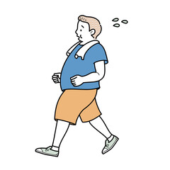 ランニングする中年男性のイラスト