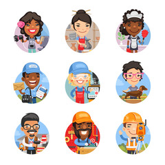 Cartoon People Avatars with Different Professions