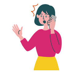 女の子　携帯電話　スマホ　驚いている

