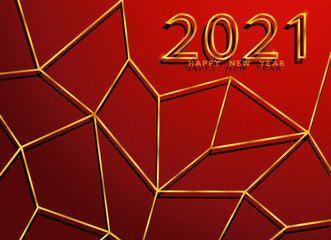 Luxury 2021 HAPPY NEW YEAR ,gold on red