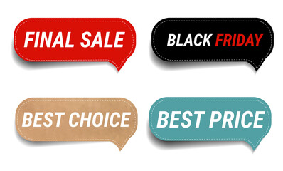 Sale Labe ls Set Isolated White Background With Gradient Mesh, Vector Illustration