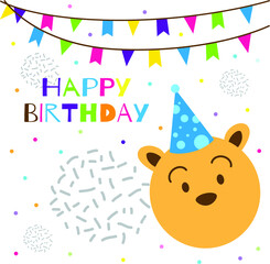 happy birthday text with cute bear head
