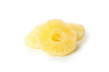 Dried pineapple fruit isolated on white background