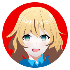 Cartoon anime girl portrait. Japanese style face art