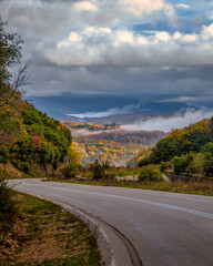 vertical street view  with fall colours near aspraggeloi zagorohoria  !!!